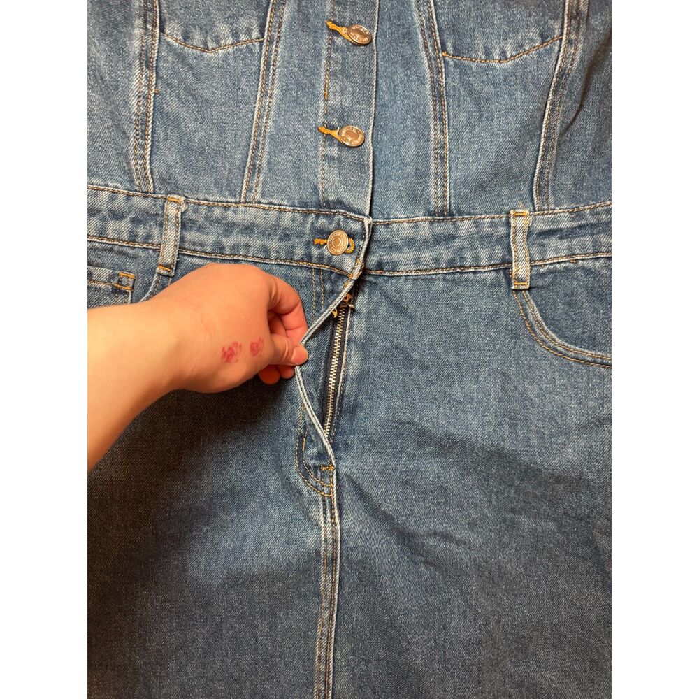 Forever21 Blue Denim Button Up Short Sleeve Mini Dress - Picture 5 of 5